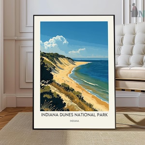 Indiana Dunes National Park Poster, National Park Gift, Nature Print, Nature Lover Gift, Printable Wall Art, Indiana Beach Print Egret Print