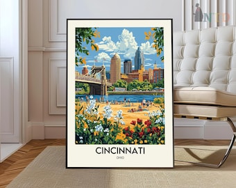 Cincinnati Print, Cincinnati Poster, Cincinnati Wall Art, Cincinnati Art Print, Cincinnati Artwork, Cincinnati Photo, Cincinnati Skyline
