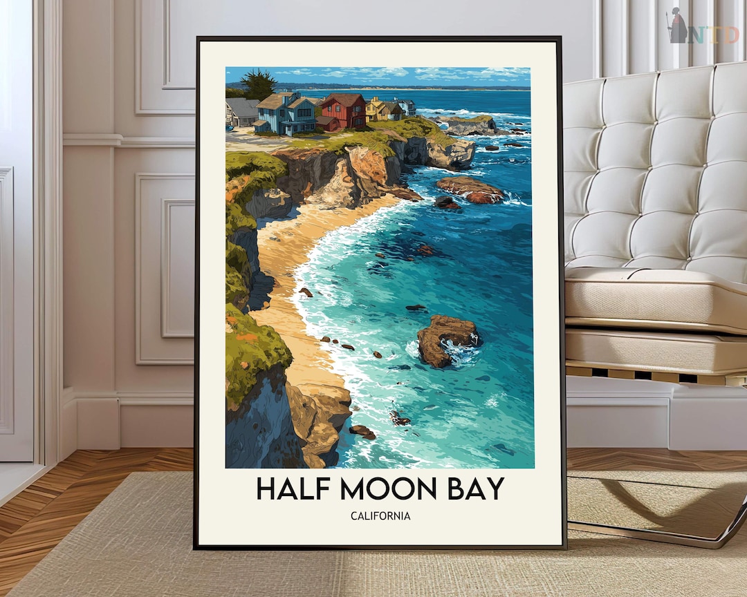 Half Moon Bay Print, Half Moon Bay Poster, Half Moon Bay Wall Art, Half