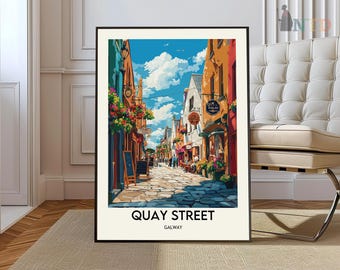 Póster de Quay Street, arte mural de Quay Street, impresión de Quay Street, foto de Quay Street, impresión de póster de Quay Street, póster de Quay Galway, Galway, Irlanda