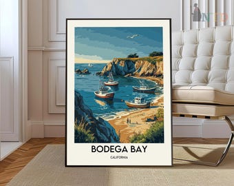 Bodega Bay Travel Poster, Bodega Bay Wall Art, Bodega Bay Poster Print, Bodega Bay Photo, Bodega Bay Decor, Bodega Bay California poster