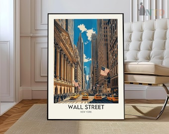 Wall Street-reseaffisch, Wall Street-väggkonst, Wall Street-affischtryck, Wall Street-foto, Wall Street-dekor, New York, USA
