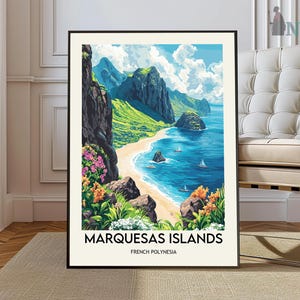 Cartel de las Islas Marquesas, Arte de la pared de las Islas Marquesas, Impresión de las Islas Marquesas, Foto de las Islas Marquesas, Polinesia Francesa de las Islas Marquesas