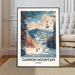 Póster de la estación de esquí de Cannon Mountain, arte mural de la estación de esquí de Cannon Mountain, impresión de la estación de esquí de Cannon Mountain, póster del estado de Franconia Notch