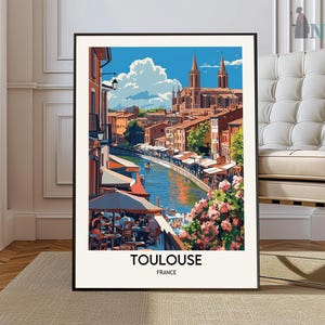 Affiche de Toulouse, impression de voyage en France, décoration française, affiche de voyage en Europe, art mural européen, cadeau Toulouse, affiche de voyage de Toulouse