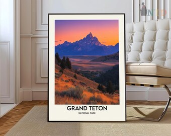 Grand Teton National Park Print, Grand Teton National Park Photo Poster, Grand Teton Travel Wall Art, Grand Teton Map Print, Wyoming poster