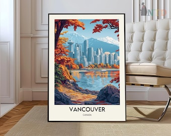 Stampa di Vancouver, Arte murale di Vancouver, Poster di Vancouver, Foto di Vancouver, Stampa poster di Vancouver, Poster di viaggio di Vancouver, Vancouver Canada