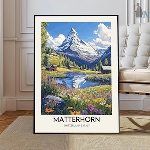 Matterhorn Poster: Swiss Alps Photography, Ski Art Print