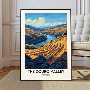 Dourovallei print, Dourovallei fotoposter, Dourovallei reizen muurkunst, Dourovallei kaart print, Dourovallei Portugal, rivier de Douro