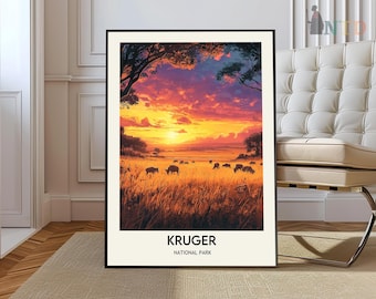 Kruger National Park Travel Print Wall Art Kruger National Park Wall Hanging Home Décor Kruger National Park Gift Art Lovers South Africa