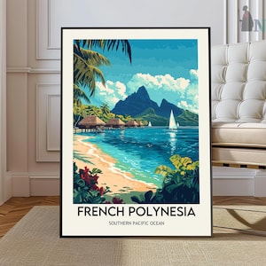 Impresión de la Polinesia Francesa, póster de la Polinesia Francesa, arte mural de la Polinesia Francesa, impresión artística de la Polinesia Francesa, foto de la Polinesia Francesa, impresión de playa