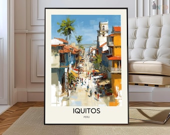 Cartel de Iquitos, arte de pared de Iquitos, impresión de Iquitos, foto de Iquitos, impresión de carteles de Iquitos, viajes de Iquitos, mapa de Iquitos, decoración de Iquitos Perú