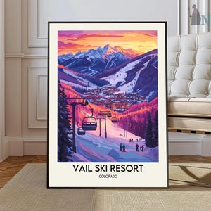 Vail Travel Poster, Vail Print, Vail Poster, Digital Download, Printable Vail Wall Art, Vail gift, Colorado poster, gift for skier