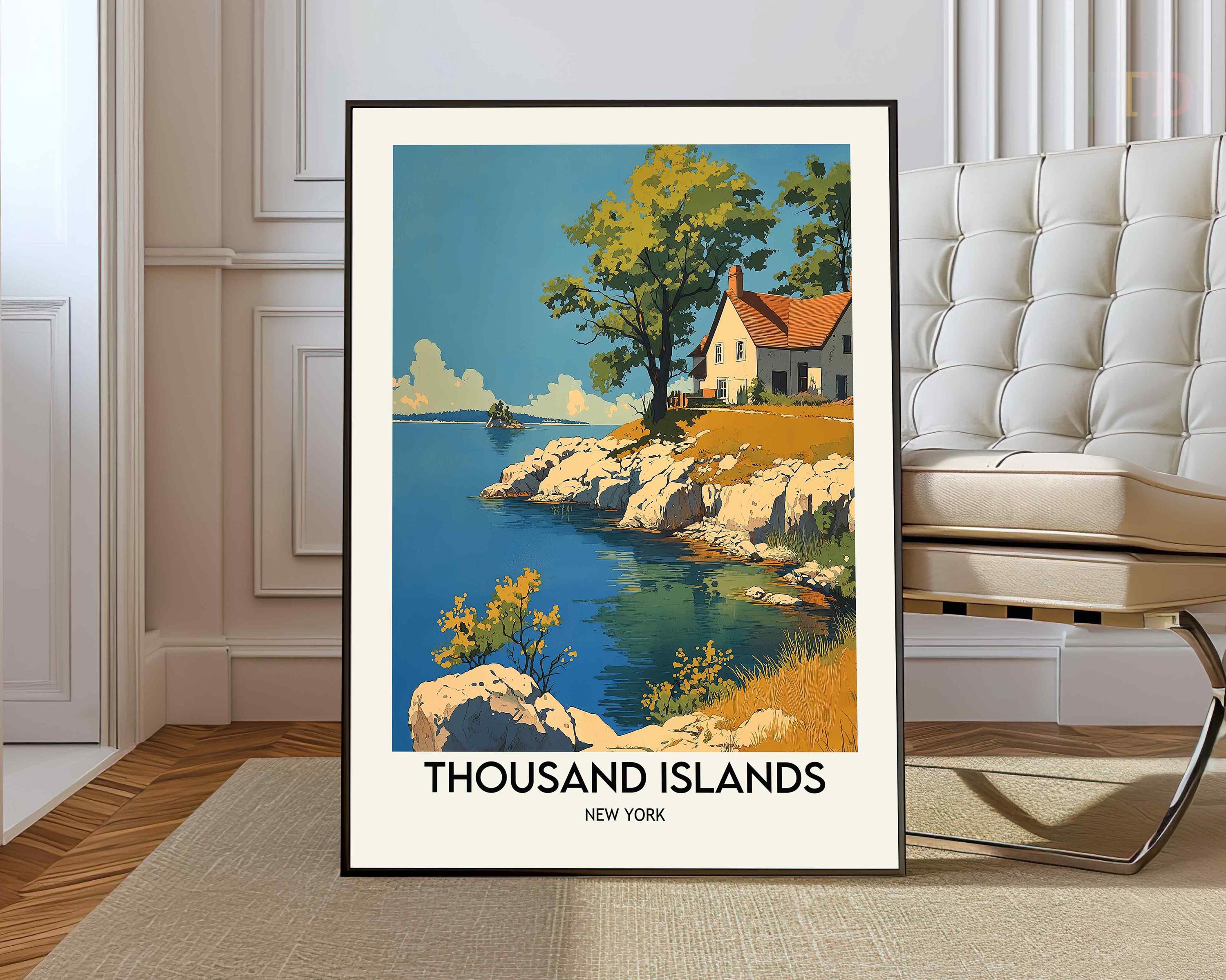 Thousand Islands Art, St Lawrence River Print, Ontario Watercolor