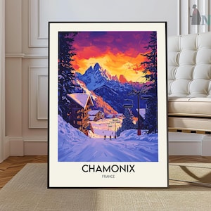 Chamonix Reiseposter Chamonix Poster Wall Art Frankreich Vintage Poster Travel Poster Geschenk Chamonix Print Kunstdruck