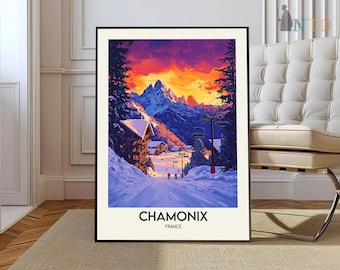 Chamonix reiseposter chamonix poster arte da parede frankreich poster vintage cartaz de viagem geschenk chamonix impressão kunstdruck
