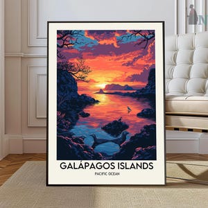 Galápagos Islands Travel Print, Galápagos Islands Poster Print, Galápagos Ecuador Wall Art, Ecuador Trendy Travel Wall Decor