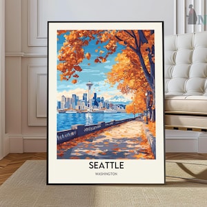 Seattle Print, Seattle Wall Art, Seattle Poster, Seattle Photo, Seattle Poster Print, Seattle Travel Poster, Cascade Mountains Seattle
