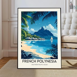 Impresión de la Polinesia Francesa, póster de la Polinesia Francesa, arte mural de la Polinesia Francesa, impresión artística de la Polinesia Francesa, foto de la Polinesia Francesa, impresión de playa