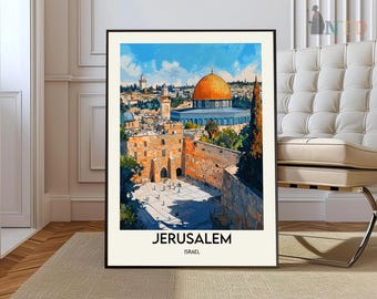 Plakat Jerozolima, Sztuka ścienna Jerozolimy, Wydruk Jerozolimy, Zdjęcie Jerozolimy, Wydruk plakatu Jerozolimy, Plakat Jerozolima Izrael, Kopuła na Skale