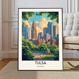 Tulsa poster, Tulsa Wall Art, Tulsa Print, Tulsa Photo, Tulsa Poster Print, Tulsa Travel Poster, Tulsa city, Tulsa Oklahoma, Arkansas River