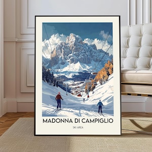Madonna di Campiglio Skiort Poster, Madonna di Campiglio Skiort Wandkunst, Madonna di Campiglio Dolomiten Poster