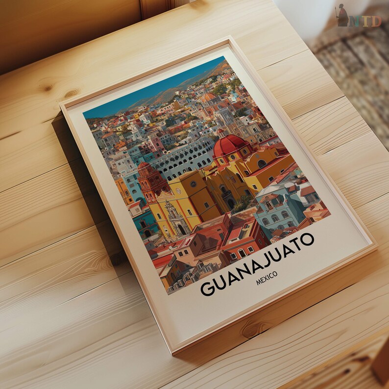 Guanajuato Mexiko Poster Druck | Bunte Koloniale Stadt Wandkunst | Historische Altstadt Strasse Illustration | Reise-Dekor-Geschenk Bild 11