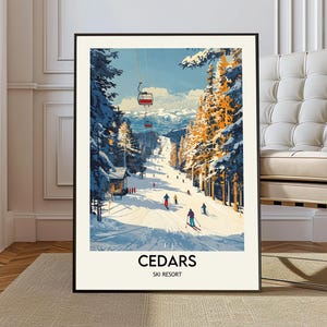 Póster de la estación de esquí Cedars, arte mural de la estación de esquí Cedars, impresión de la estación de esquí Cedars, foto de la estación de esquí Cedars, póster de la estación de esquí Cedars, Líbano