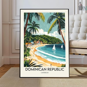 Dominican Republic Travel Poster: Caribbean Beach Art Print