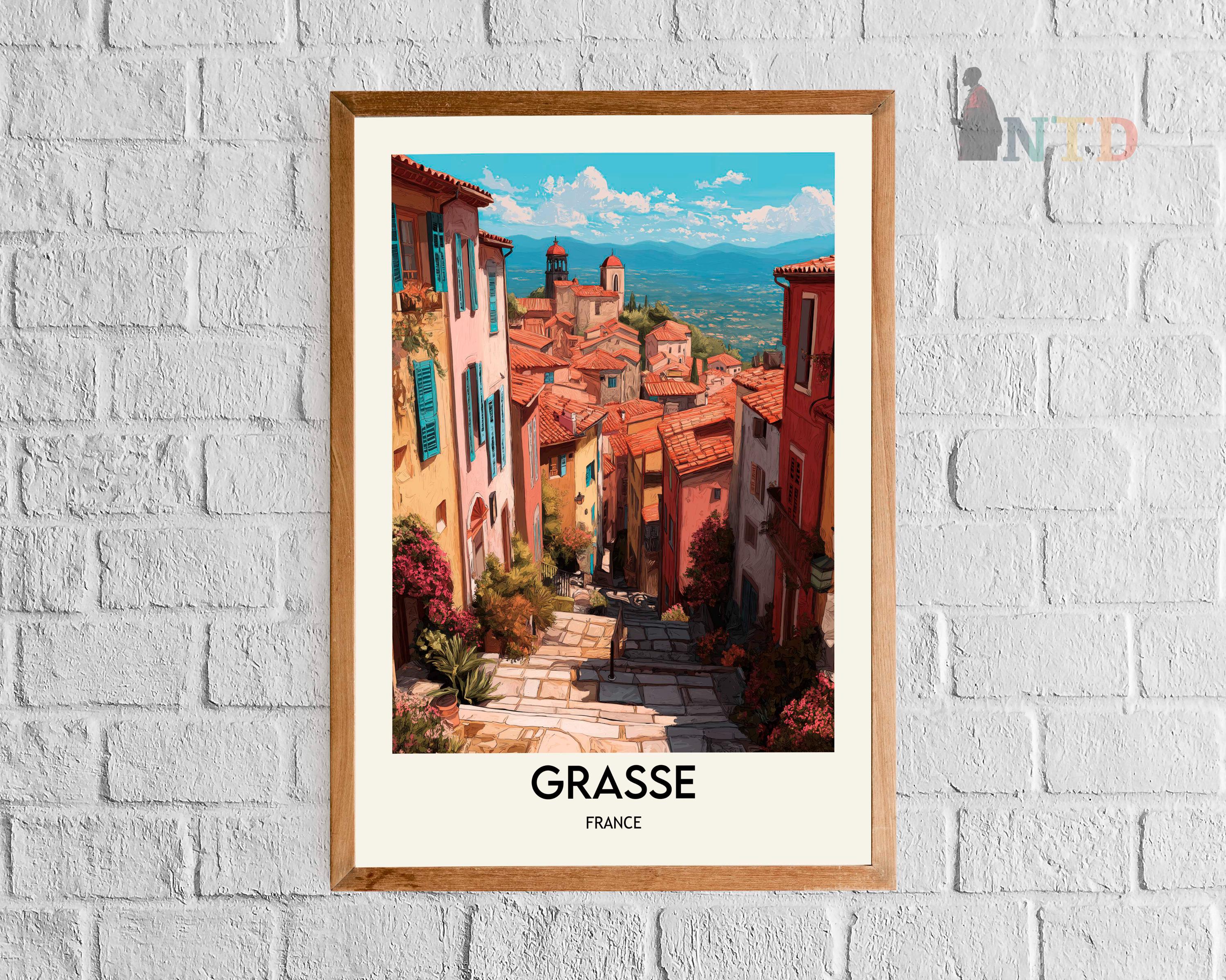 Grasse France Poster Print, Perfume Capital of Provence Hilltop