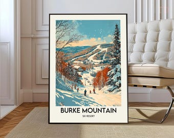 Póster de la estación de esquí de Burke Mountain, Arte mural de la estación de esquí de Burke Mountain, Lámina de la estación de esquí de Burke Mountain, Estación de esquí de Burke Mountain, Vermont