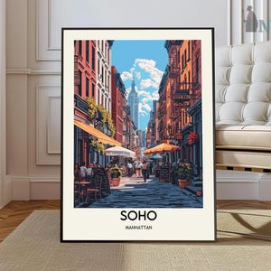Impresión del SoHo de Nueva York, arte mural del Soho, póster del Soho, foto del Soho, impresión de póster del Soho, decoración de pared del Soho, impresión de póster de Nueva York, arte del Bajo Manhattan