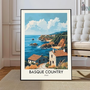 Basque Country Travel Poster, Basque Wall Art, Basque Poster Print, Basque Photo, Basque Decor, Guggenheim Museum, Western Pyrenees