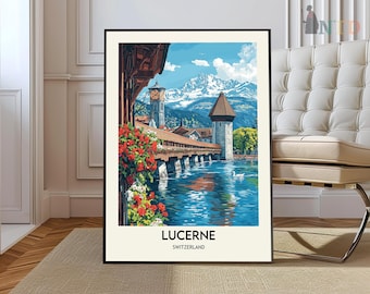 Impressão de Lucerna, Arte de parede de Lucerna, Pôster de Lucerna, Foto de Lucerna, Impressão de pôster de Lucerna, Pôster de viagem de Lucerna, Lucerna Suíça