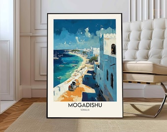 Mogadishu Print, Somalia Wall Art, Watercolor Painting, Somalia Art Print, African Art, Somalia Cityscape, Traditional Art, Travel Gift