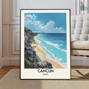 Cancun Travel Poster, Cancun City Travel Poster Print, Cancun Travel Poster Wall Art, Cancun México, La capital, Coast Travel Poster