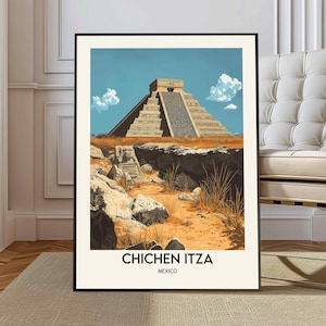 Póster de Chichén Itzá, Impresión de Chichén Itzá, Impresión digital de México, Póster de Yucatán, México, Viaje a Chichén Itzá, Obra de arte de Chichén Itzá
