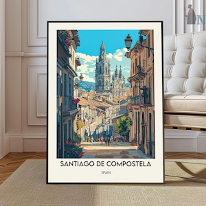 Cartel de viaje de Santiago de Compostela, Arte de la pared de Santiago de Compostela, Impresión de cartel de Santiago de Compostela, Foto de Santiago, Decoración de Santiago