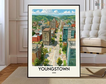 Youngstown Ohio Poster Print, Rust Belt City Wall Art, Industrial USA Travel Decor Gift