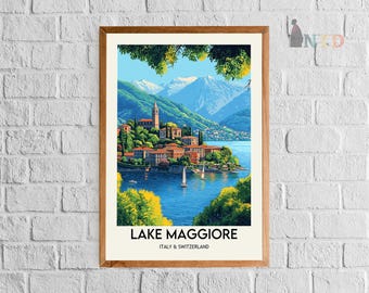 Lake Maggiore Poster, Lake Maggiore Wall Art, Lake Maggiore Print