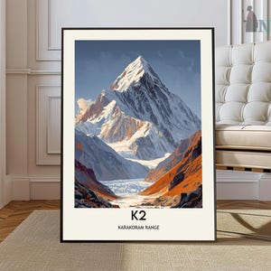 K2 Print, K2 Poster, K2 Wall Art, K2 Art Print, K2 Photo, Mountain Climbing, Hiker Gifts, Hiking Gifts, Mount K2, K2 Mountain