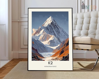 K2 Mountain Print: Pakistan-china Border, Climber's Wall Art - Etsy