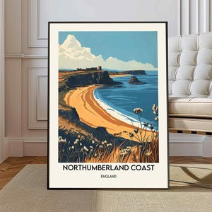 Northumberland Travel Poster, Northumberland Travel Print, UK Travel Poster, English Travel Print, Coastal Art, Northumberland Coast Art