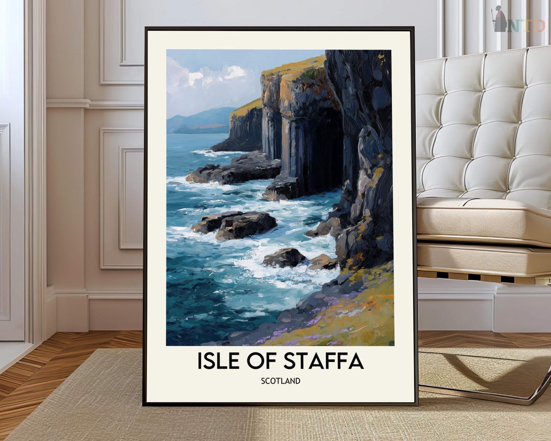Staffa Map Isle of Staffa Scotland Poster Print, Fingal’s Cave Basalt Columns Wall ...