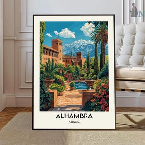 Alhambra Poster, Spain Travel Print, Spanish Decor, Europe Travel Poster, European Wall Art, Alhambra Gift, Alhambra Travel Poster