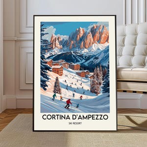 Cortina d&#39;Ampezzo Ski Resort poster, Cortina d&#39;Ampezzo Ski Resort Wall Art, Cortina d&#39;Ampezzo Ski Resort Print, The Dolomites poster