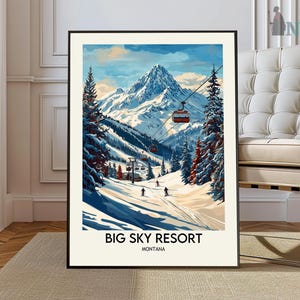 Big Sky Montana Poster, Big Sky Print, Montana ski Wall Art, Big Sky Montana Travel Poster, Birthday Present, Wedding Gifts