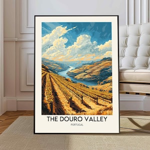 Dourovallei print, Dourovallei fotoposter, Dourovallei reizen muurkunst, Dourovallei kaart print, Dourovallei Portugal, rivier de Douro