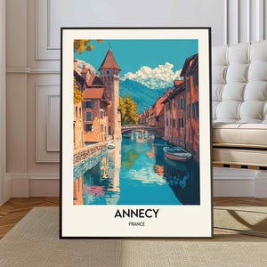 Annecy Print- Lake Annecy Wall Art - Affiche Annecy - Annecy Artwork- Annecy France Poster- Annecy Painting- Annecy View- Lake Annecy Poster