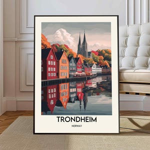 Trondheim Noruega Viagem Impressão Decoração de Parede Arte de Parede Trondheim Pendurado na Parede Decoração para Casa Trondheim Presente Amantes da Arte Presente Amante da Arte Norueguesa